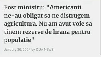 Fact Check: Ex-Agriculture Minister Did NOT Say US Forced Romania To Destroy That Sector, Thus Preventing It From Maintaining Food Reserves