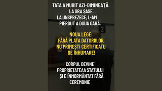 Fact Check: NU există o lege nouă care previne emiterea unui certificat de deces, dacă defunctul are datorii 